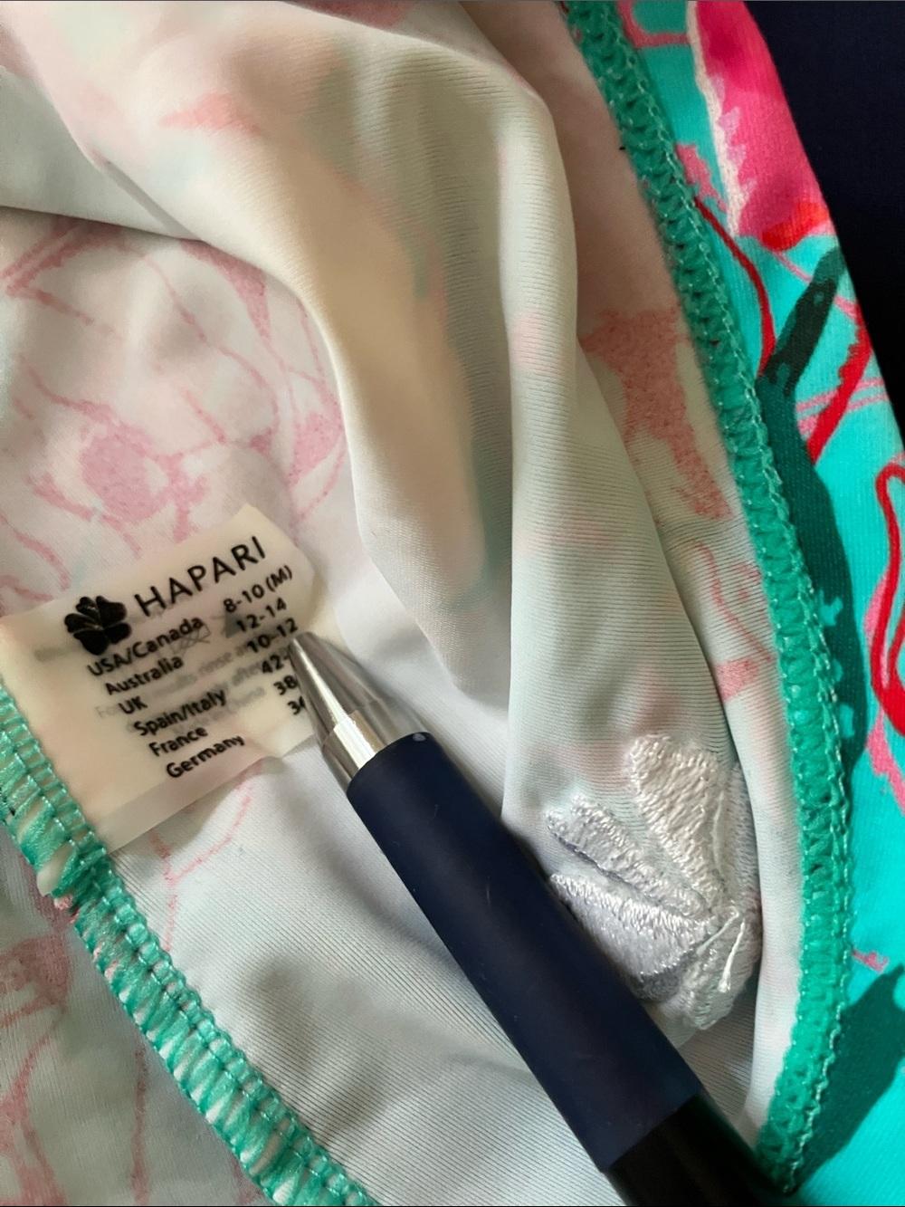 Hapari Teal Floral Halter Tankini Top with White Trim Navy Swim Shorts Medium - Picture 5 of 5
